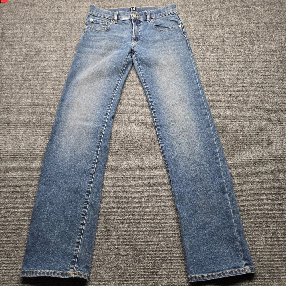GAP Kids Boys Stretch Straight Jeans Size 16 Medium Wash Adjustable Waist Blue